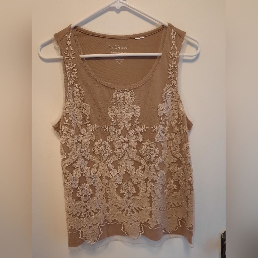chicos Tan Lace Women's Top